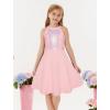 imageGRACE KARIN Girls Sequin Party Dress Holiday Birthday Dance Formal Halter HollowOut Waist Trendy Prom Dress Size 614YPink