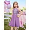imageGRACE KARIN Girls Sequin Party Dress Holiday Birthday Dance Formal Halter HollowOut Waist Trendy Prom Dress Size 614YPurple