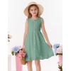 imageGRACE KARIN Girls Summer Casual Dress Sleeveless ALine Button Down Ruffle Hem Smocked Dresses 612 YearsLight Green