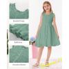 imageGRACE KARIN Girls Summer Casual Dress Sleeveless ALine Button Down Ruffle Hem Smocked Dresses 612 YearsLight Green