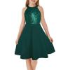 imageGRACE KARIN Girls Sequin Party Dress Holiday Birthday Dance Formal Halter HollowOut Waist Trendy Prom Dress Size 614YGreen