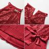 imageGRACE KARIN Girls Sequin Dress Christmas Party Dance Formal Birthday Fancy Sparkly Halter Chiffon Dresses Size 514Red