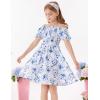 imageGRACE KARIN Girls Smock Floral Dress Puffy Short Sleeve Aline Spring Summer Holiday Birthday Formal Midi Dresses 512YBlue Flower