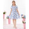 imageGRACE KARIN Girls Smock Floral Dress Puffy Short Sleeve Aline Spring Summer Holiday Birthday Formal Midi Dresses 512YBlue Flower