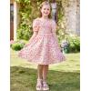 imageGRACE KARIN Girls Smock Floral Dress Puffy Short Sleeve Aline Spring Summer Holiday Birthday Formal Midi Dresses 512YPink Flower