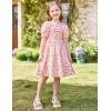 imageGRACE KARIN Girls Smock Floral Dress Puffy Short Sleeve Aline Spring Summer Holiday Birthday Formal Midi Dresses 512YPink Flower