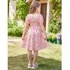 imageGRACE KARIN Girls Smock Floral Dress Puffy Short Sleeve Aline Spring Summer Holiday Birthday Formal Midi Dresses 512YPink Flower