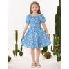 imageGRACE KARIN Girls Smock Floral Dress Puffy Short Sleeve Aline Spring Summer Holiday Birthday Formal Midi Dresses 512YWhite Flower
