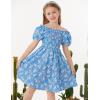 imageGRACE KARIN Girls Smock Floral Dress Puffy Short Sleeve Aline Spring Summer Holiday Birthday Formal Midi Dresses 512YWhite Flower
