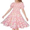 imageGRACE KARIN Girls Smock Floral Dress Puffy Short Sleeve Aline Spring Summer Holiday Birthday Formal Midi Dresses 512YPink Flower