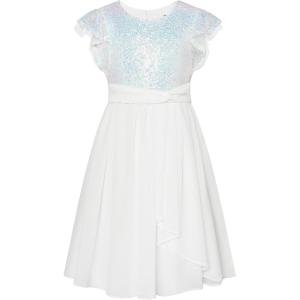 imageGRACE KARIN Girls Sequin Chiffon Dress Party Birthday Prom Formal Fancy Midi Dress 512 YearsColorful White