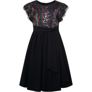 imageGRACE KARIN Girls Sequin Chiffon Dress Party Birthday Prom Formal Fancy Midi Dress 512 YearsSymphony Black