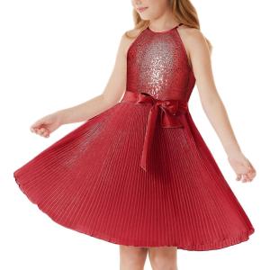 imageGRACE KARIN Girls Sequin Dress Christmas Party Dance Formal Birthday Fancy Sparkly Halter Chiffon Dresses Size 514Red