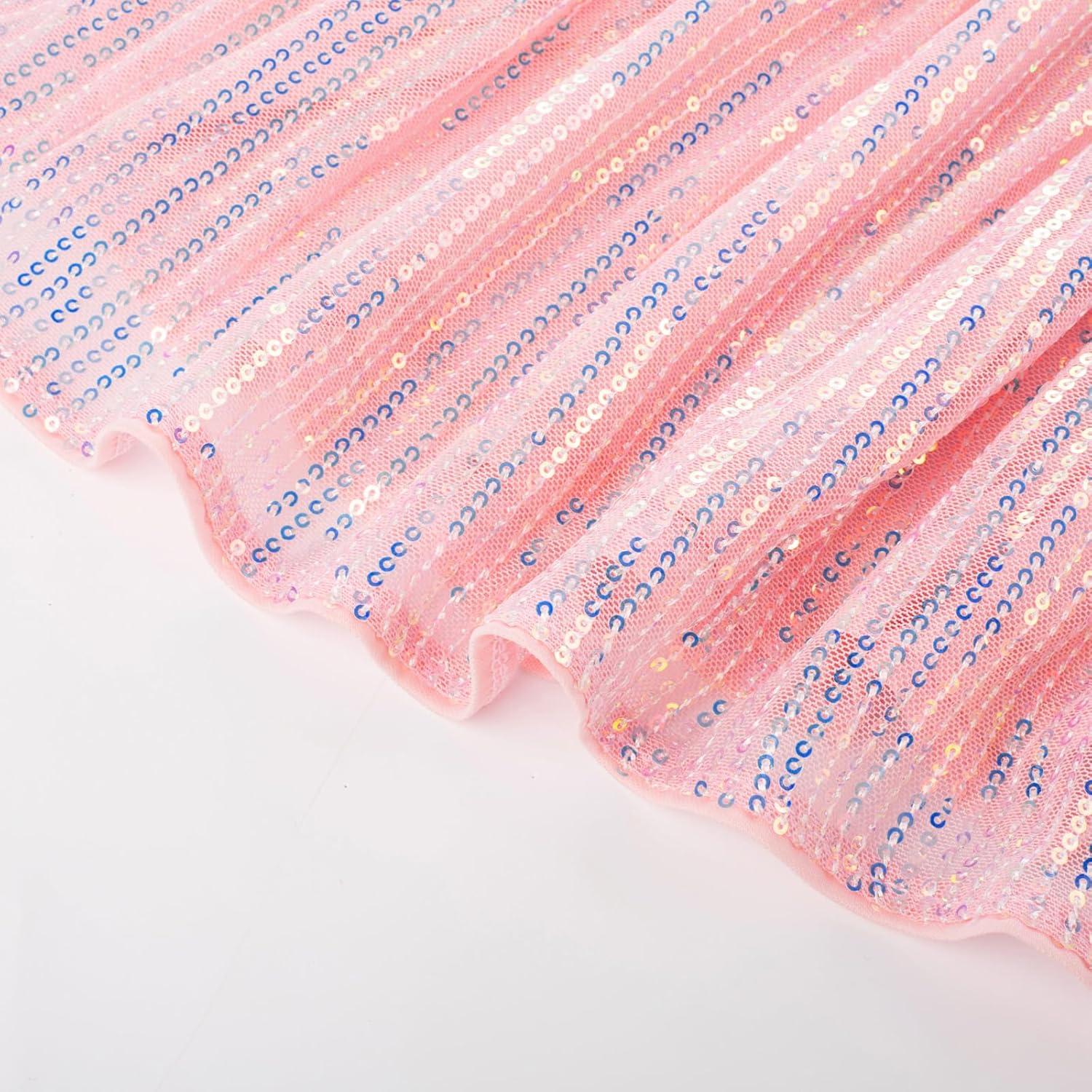 imageGRACE KARIN Girls Sequin Dress Formal Party Elegant Fancy Girls Maxi Long Dress for 514YPink Multicolored