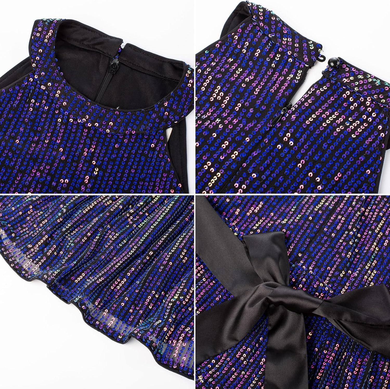 imageGRACE KARIN Girls Sequin Dress Formal Party Elegant Fancy Girls Maxi Long Dress for 514YPurple Multicolored