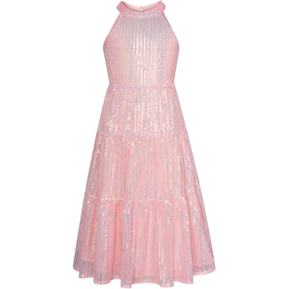 imageGRACE KARIN Girls Sequin Dress Formal Party Elegant Fancy Girls Maxi Long Dress for 514YPink Multicolored