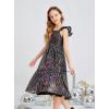 imageGRACE KARIN Girls Sequin Dress Flutter Sleeve ALine Tie Back Sparkly Formal Party Dress for Girl 512YBlack