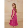 imageGRACE KARIN Girls Sequin Dress Flutter Sleeve ALine Tie Back Sparkly Formal Party Dress for Girl 512YHot Pink