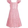 imageGRACE KARIN Girls Sequin Dress Flutter Sleeve ALine Tie Back Sparkly Formal Party Dress for Girl 512YPink