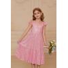 imageGRACE KARIN Girls Sequin Dress Flutter Sleeve ALine Tie Back Sparkly Formal Party Dress for Girl 512YPink