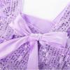 imageGRACE KARIN Girls Sequin Dress Flutter Sleeve ALine Tie Back Sparkly Formal Party Dress for Girl 512YPurple