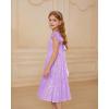 imageGRACE KARIN Girls Sequin Dress Flutter Sleeve ALine Tie Back Sparkly Formal Party Dress for Girl 512YPurple
