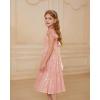 imageGRACE KARIN Girls Sequin Dress Flutter Sleeve ALine Tie Back Sparkly Formal Party Dress for Girl 512YRose Gold
