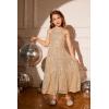 imageGRACE KARIN Girls Sequin Dress Formal Party Elegant Fancy Girls Maxi Long Dress for 514YGold
