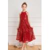 imageGRACE KARIN Girls Sequin Dress Formal Party Elegant Fancy Girls Maxi Long Dress for 514YRed