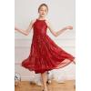 imageGRACE KARIN Girls Sequin Dress Formal Party Elegant Fancy Girls Maxi Long Dress for 514YRed