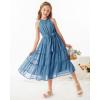 imageGRACE KARIN Girls Sleeveless Casual Aline Flowy Summer Maxi Dress for 514 YearsGrey Blue
