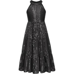 imageGRACE KARIN Girls Sequin Dress Formal Party Elegant Fancy Girls Maxi Long Dress for 514YBlack