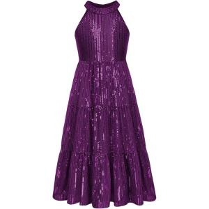 imageGRACE KARIN Girls Sequin Dress Formal Party Elegant Fancy Girls Maxi Long Dress for 514YDark Purple