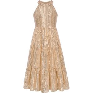 imageGRACE KARIN Girls Sequin Dress Formal Party Elegant Fancy Girls Maxi Long Dress for 514YGold