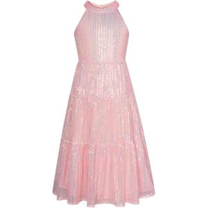 imageGRACE KARIN Girls Sequin Dress Formal Party Elegant Fancy Girls Maxi Long Dress for 514YPink Multicolored