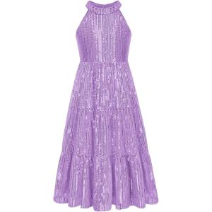 imageGRACE KARIN Girls Sequin Dress Formal Party Elegant Fancy Girls Maxi Long Dress for 514YPurple