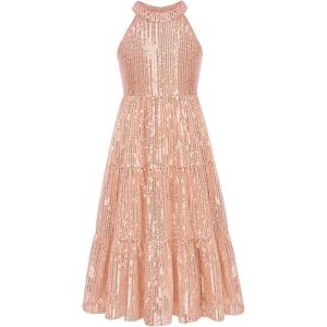 imageGRACE KARIN Girls Sequin Dress Formal Party Elegant Fancy Girls Maxi Long Dress for 514YRose Gold