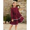 imageGRACE KARIN Girls Long Sleeve Dress Fall Winter Casual Cute Elegant Back to School Dresses for Girl 514Wine Red