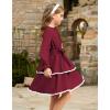 imageGRACE KARIN Girls Long Sleeve Dress Fall Winter Casual Cute Elegant Back to School Dresses for Girl 514Wine Red