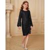 imageGRACE KARIN Girls Long Sleeve Sequin Dress Bodycon 614Y Teen Girl Prom Formal Party Graduation Birthday Pageant DressesBlack