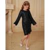 imageGRACE KARIN Girls Long Sleeve Sequin Dress Bodycon 614Y Teen Girl Prom Formal Party Graduation Birthday Pageant DressesBlack