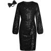 imageGRACE KARIN Girls Long Sleeve Sequin Dress Bodycon 614Y Teen Girl Prom Formal Party Graduation Birthday Pageant DressesBlack