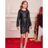 imageGRACE KARIN Girls Long Sleeve Sequin Dress Bodycon 614Y Teen Girl Prom Formal Party Graduation Birthday Pageant DressesBlack Phantom