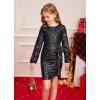 imageGRACE KARIN Girls Long Sleeve Sequin Dress Bodycon 614Y Teen Girl Prom Formal Party Graduation Birthday Pageant DressesBlack Phantom
