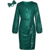 imageGRACE KARIN Girls Long Sleeve Sequin Dress Bodycon 614Y Teen Girl Prom Formal Party Graduation Birthday Pageant DressesGreen