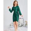 imageGRACE KARIN Girls Long Sleeve Sequin Dress Bodycon 614Y Teen Girl Prom Formal Party Graduation Birthday Pageant DressesGreen