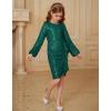 imageGRACE KARIN Girls Long Sleeve Sequin Dress Bodycon 614Y Teen Girl Prom Formal Party Graduation Birthday Pageant DressesGreen
