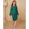 imageGRACE KARIN Girls Long Sleeve Sequin Dress Bodycon 614Y Teen Girl Prom Formal Party Graduation Birthday Pageant DressesGreen