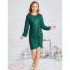 imageGRACE KARIN Girls Long Sleeve Sequin Dress Bodycon 614Y Teen Girl Prom Formal Party Graduation Birthday Pageant DressesGreen