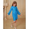imageGRACE KARIN Girls Long Sleeve Sequin Dress Bodycon 614Y Teen Girl Prom Formal Party Graduation Birthday Pageant DressesLight Blue